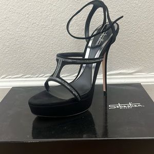 Black platform heels| Designer | Made In Italy | Sebastian Milano